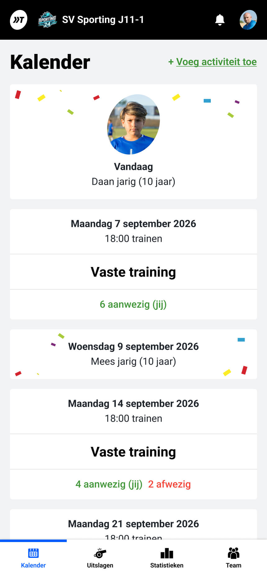 Een verjaardag feestelijk uitgelicht in de teamkalender