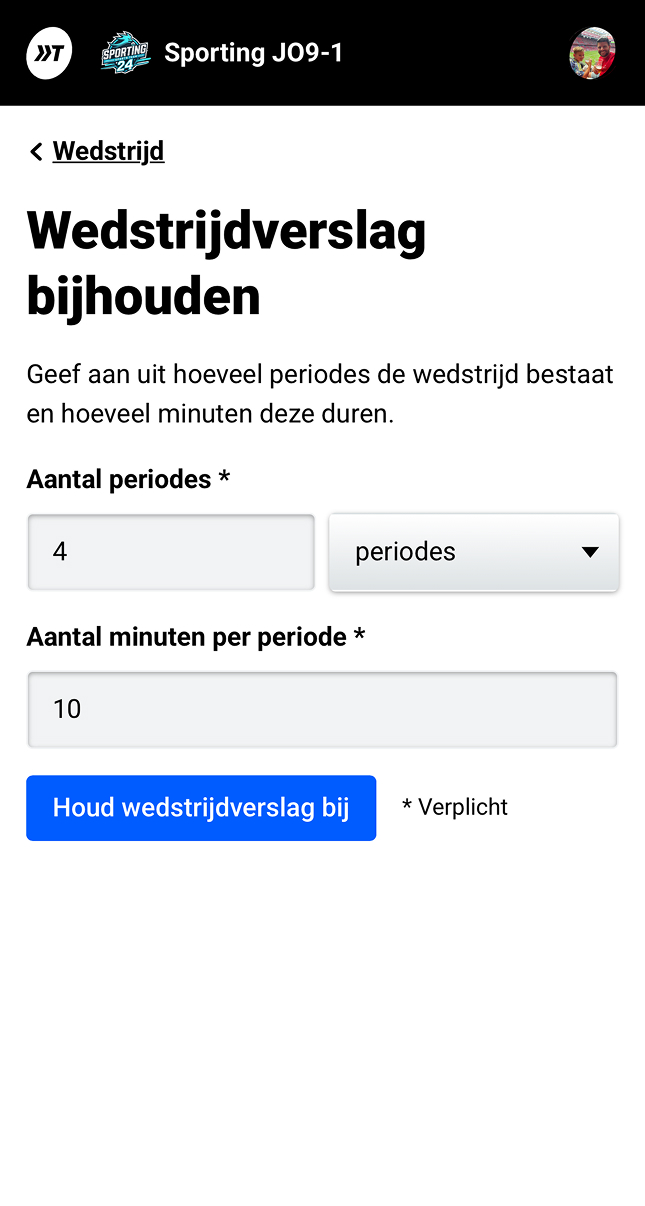 Score bijhouden tijdens de wedstrijd via de app